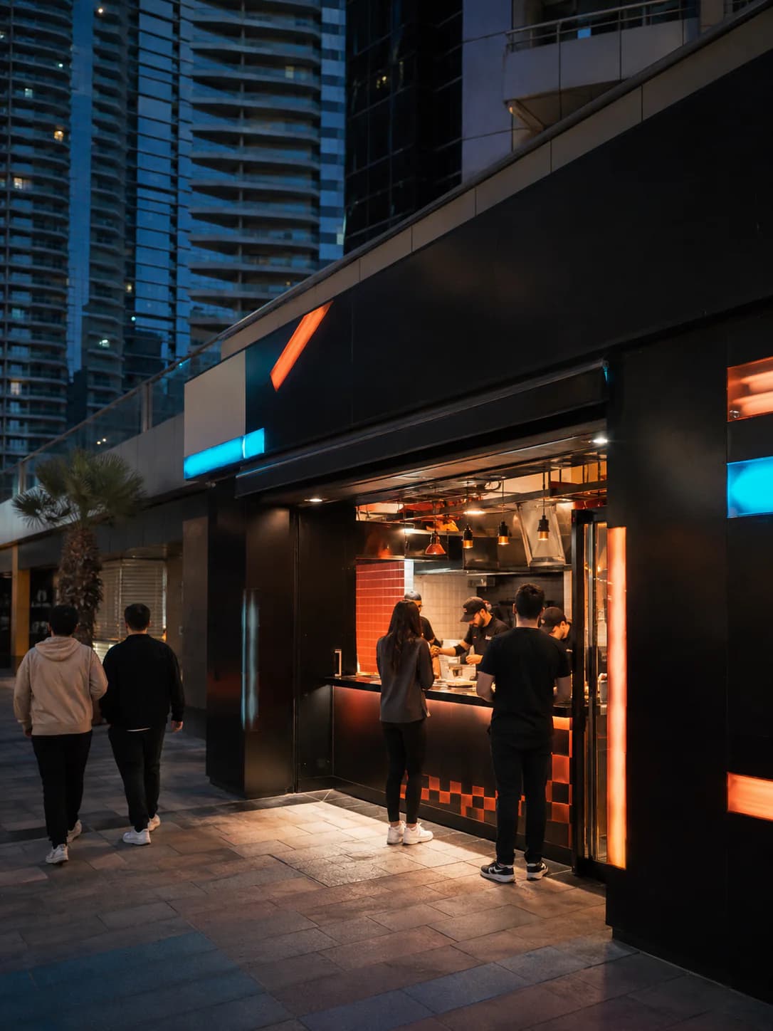 The Ashville Hot Chicken counter on the podium level of Damac Lake View, Cluster B, JLT Dubai